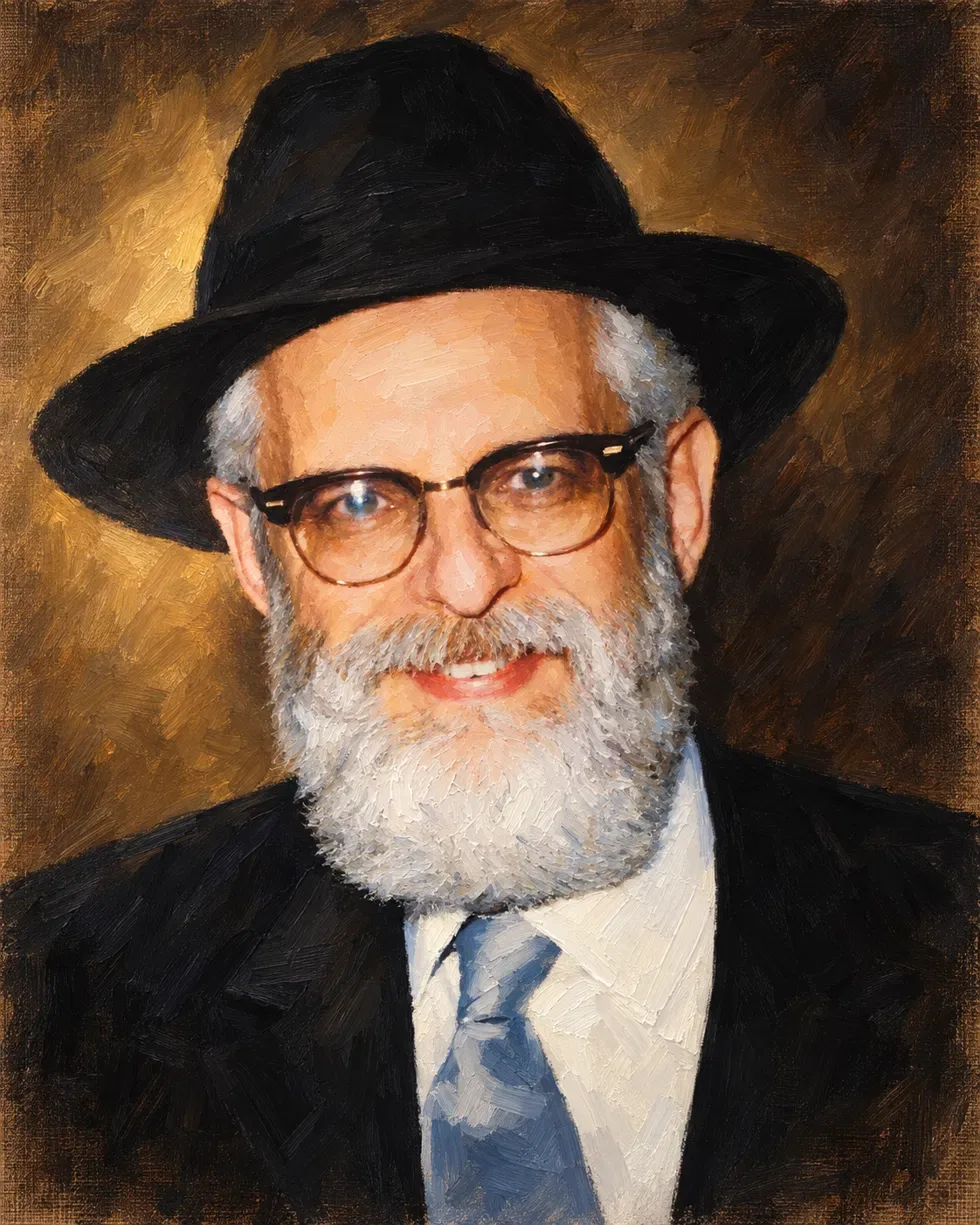 Painterly portrait of a smiling grandfather in a black hat, from an old photograph